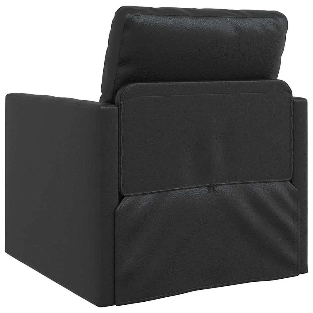 Sofá-Cama de Piso 2-em-1 Preto 74x77x81 cm Couro Sintético