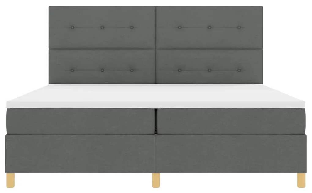 Cama Box com Colchão &amp; LED Cinza Escuro 200x200 cm Tecido