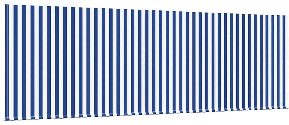 Toldo Retrátil Riscas Manual Azul e branco Branco 350 x 200 cm