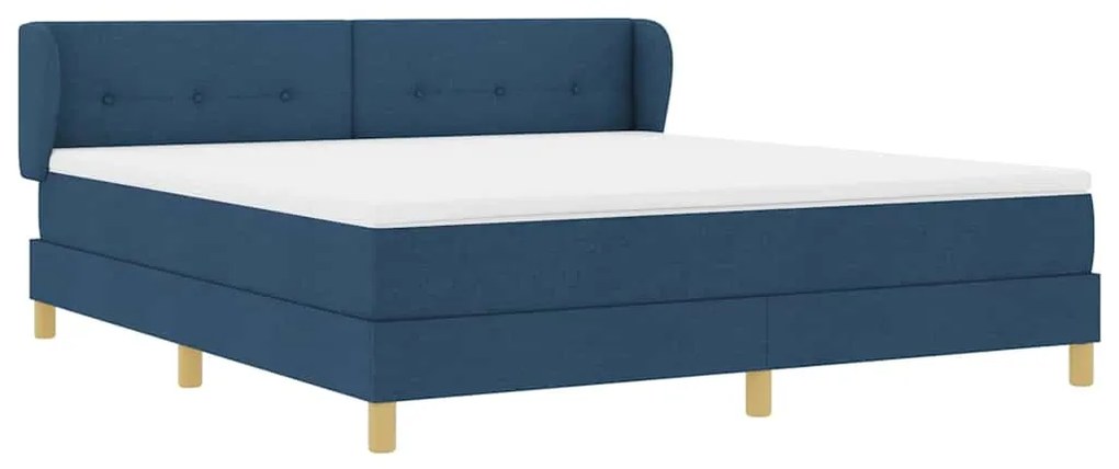 Cama Box Spring com Colchão - Azul, 180x200 cm, Tecido