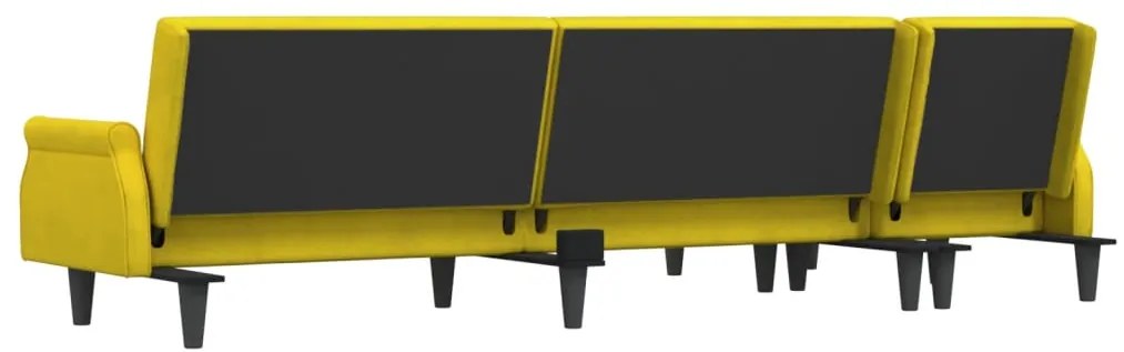 Sofá-cama em forma de L 271x140x70 cm veludo amarelo