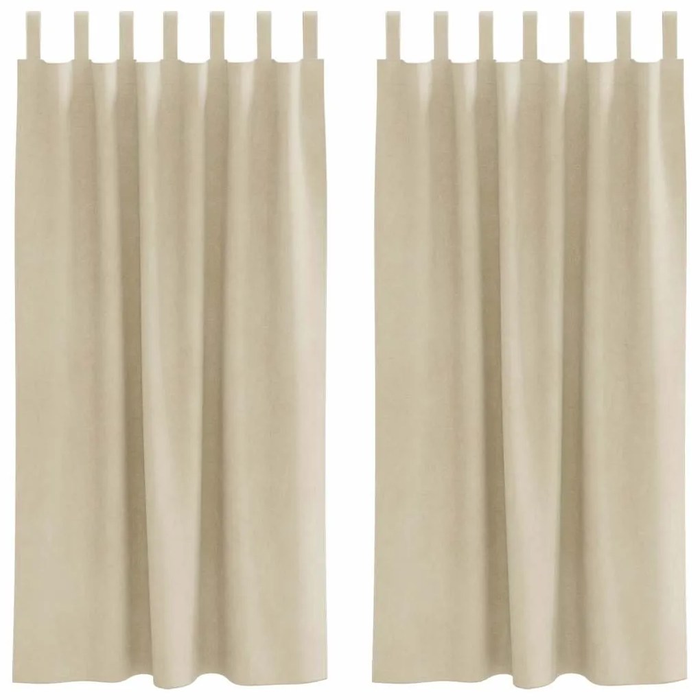 Cortinas Blackout vidaXL com Alças de Pendurar 2 pcs Veludo Creme