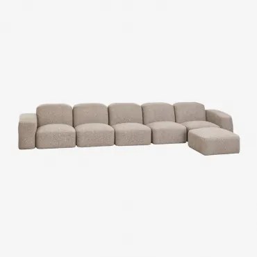 Sofá Modular E Pufe Bastian De 5 Peças Bouclé Castanho Moca - Sklum