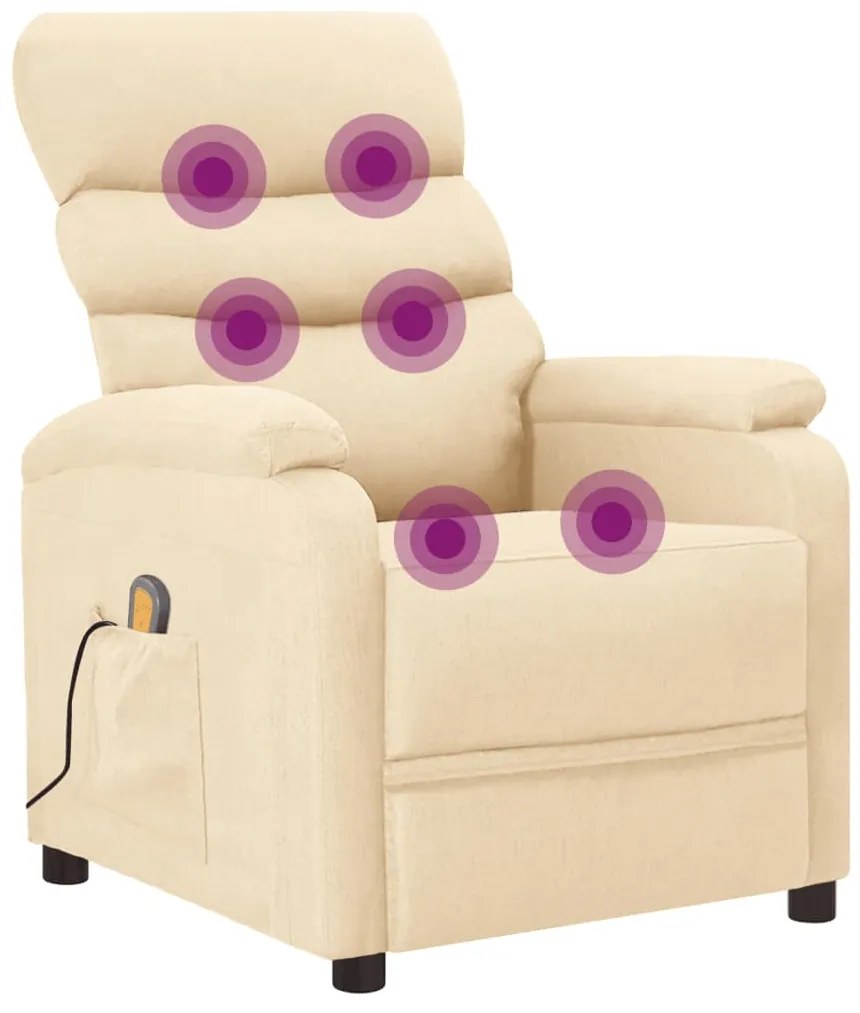 vidaXL Poltrona de massagens tecido cor creme