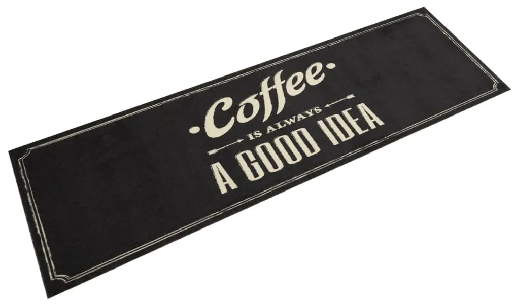 Tapete de cozinha lavável 45x150 cm veludo texto café