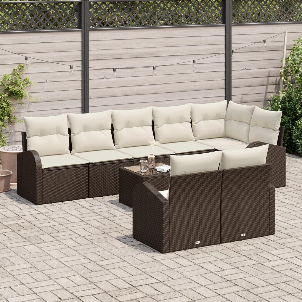 Conjunto de Sofá de Jardim vidaXL 8 Peças com Almofadas Cinza Poliratt