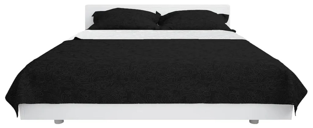 Colcha de dupla face acolchoada 230x260 cm preto e branco