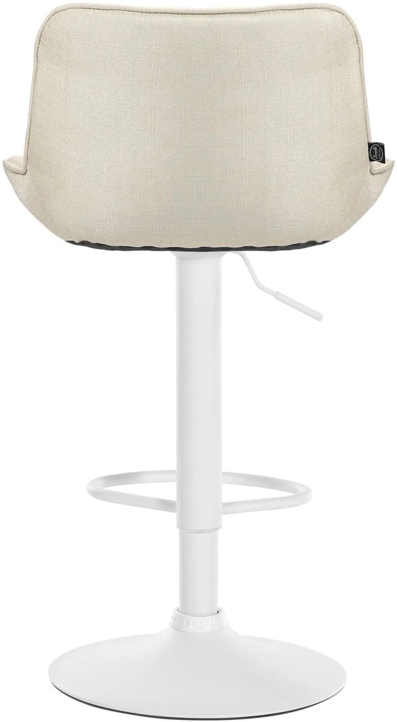 Banco alto em tecido com estrutura branca 85-106 x 49 x 51 cm cor creme