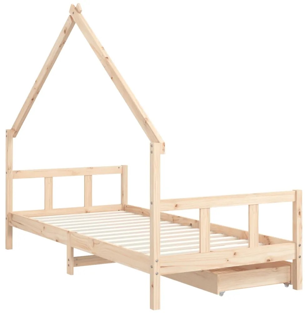 Estrutura de cama infantil c/ gavetas 90x190 cm pinho maciço
