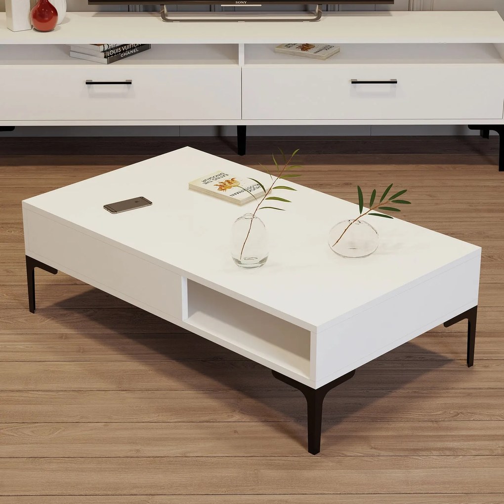 Mesa de Centro Istanbul – Branco – 105x32,6x60 cm