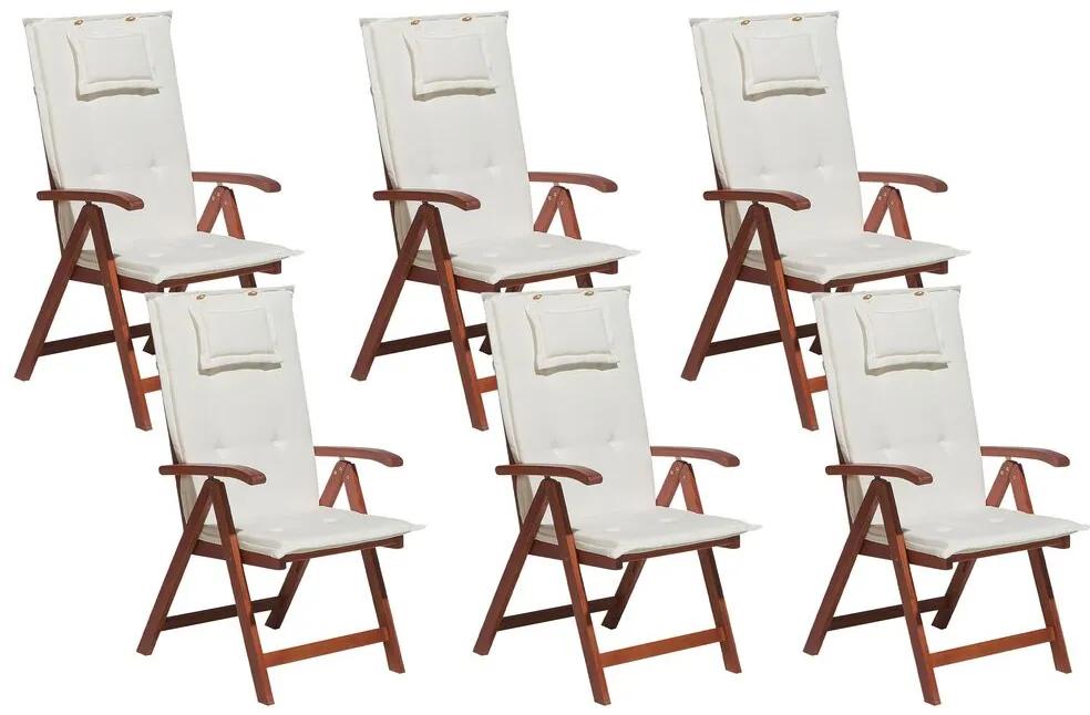 Conjunto de 6 cadeiras de jardim com almofadas cremes TOSCANA Beliani