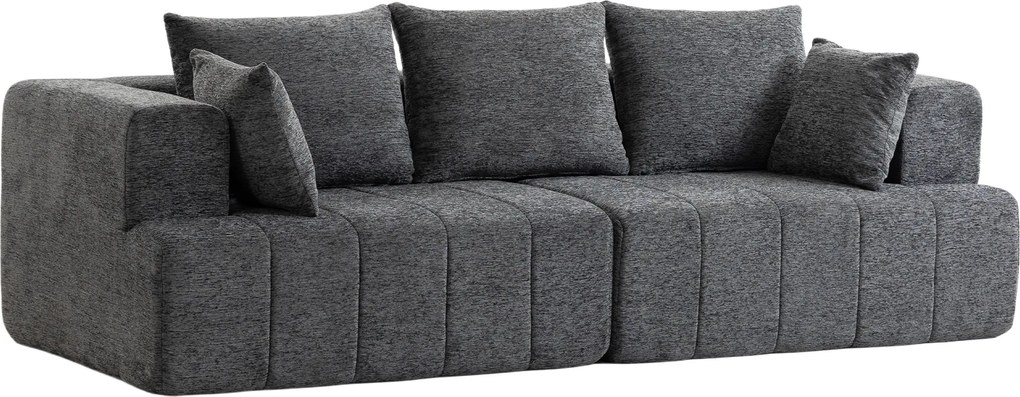 HOMCOM Sofá 3 lugares, sofá nuvem em chenille com estofamento espesso com molas ensacadas, assento largo e profundo, apoios de braço largos, almofadas, cinza | Aosom Portugal
