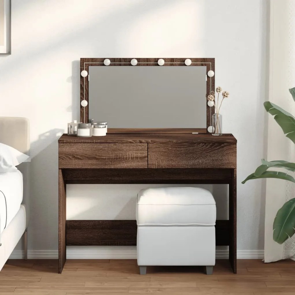Toucador com LEDs 100x40x120 cm cor carvalho castanho