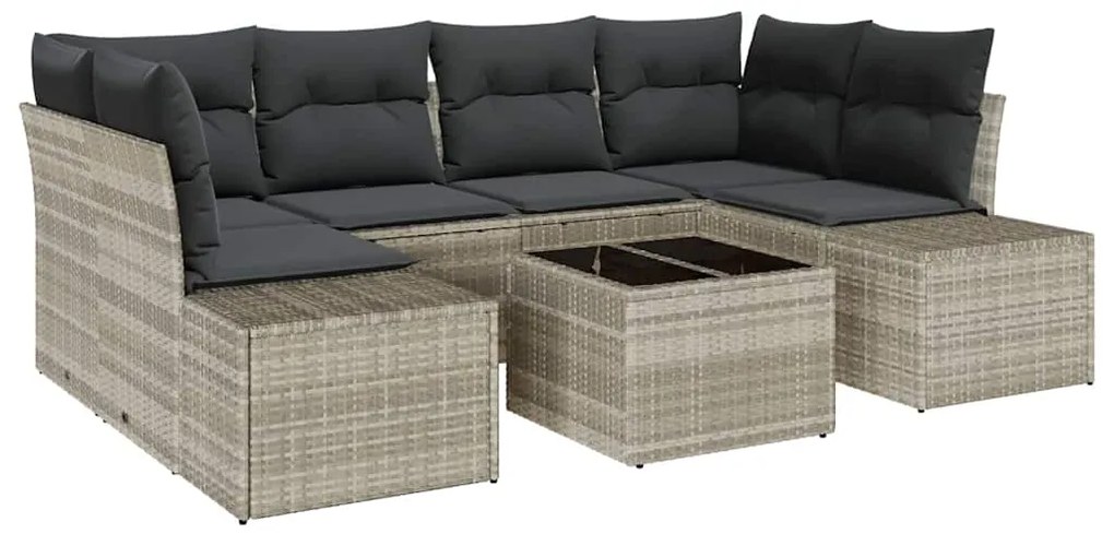 Conjunto de Sofá de Jardim com 7 Peças com Almofadas Cinza Claro em Ra