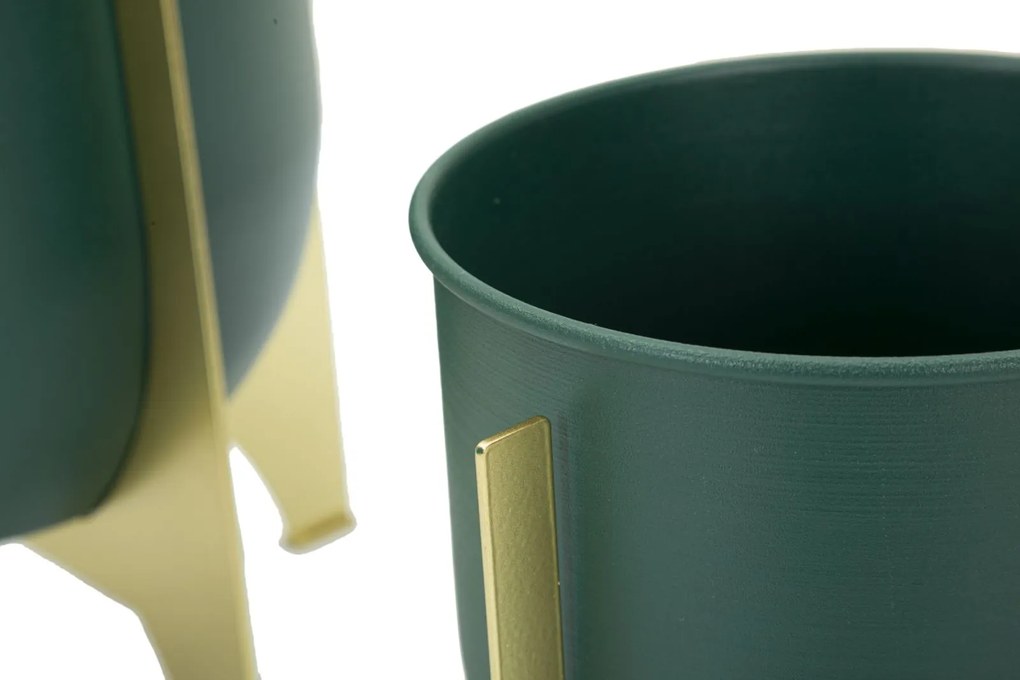 Suporte para Vaso Greent - Conjunto 2 Peças - Metal Verde com Base Dou