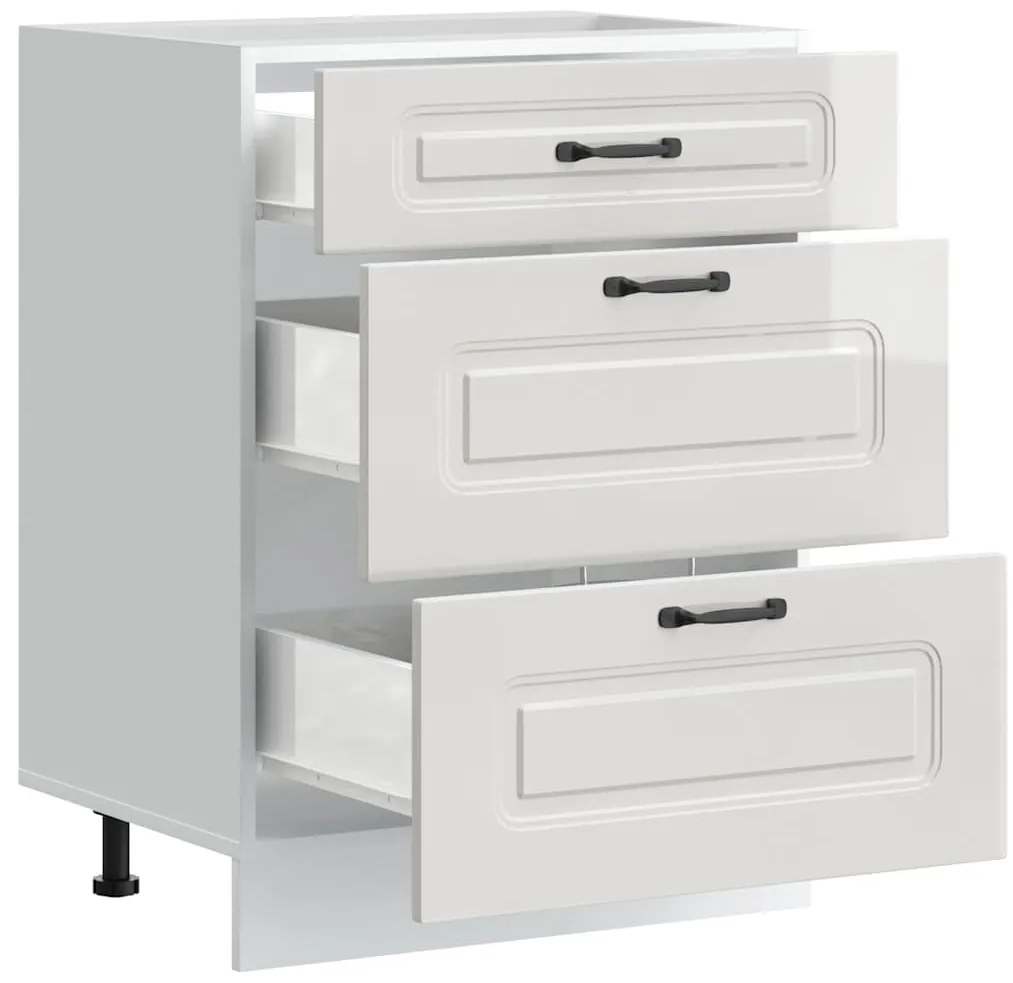Armário de cozinha baixo Kalmar branco alto brilho