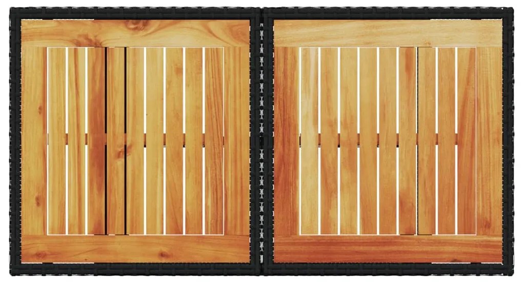 Mesa de jardim 100x55x73 cm vime PE e madeira de acácia preto
