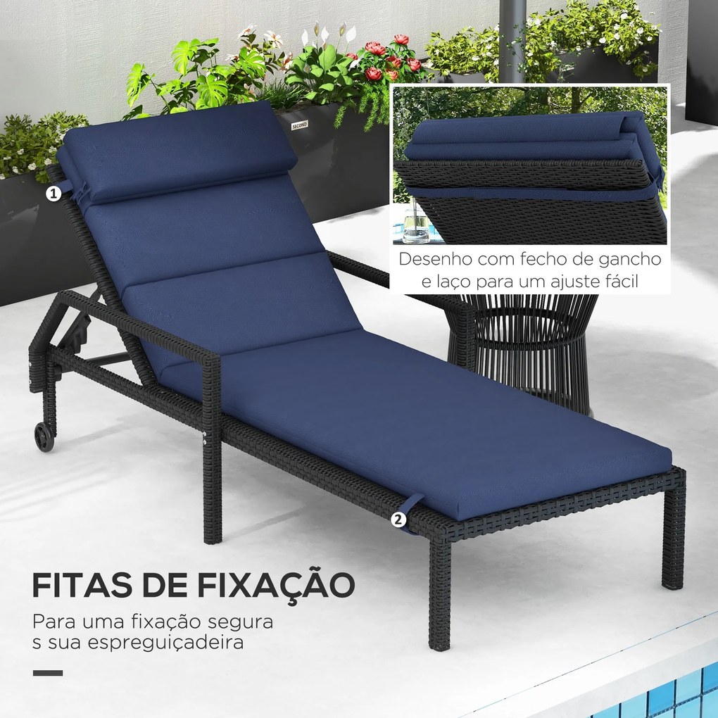 Almofada para Espreguiçadeira 196x63x6 cm Almofada para Espreguiçadeir