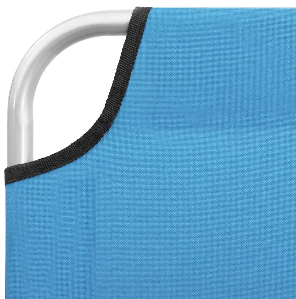 Espreguiçadeira dobrável aço e tecido azul turquesa