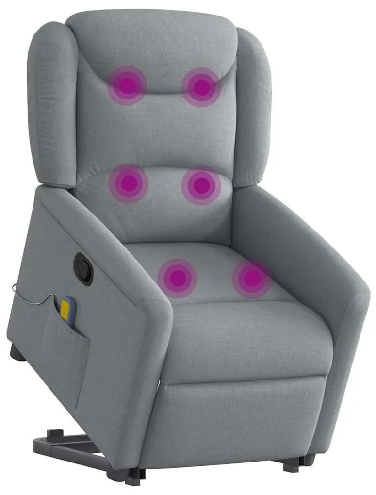 Poltrona reclinável massagens tecido cinzento-claro
