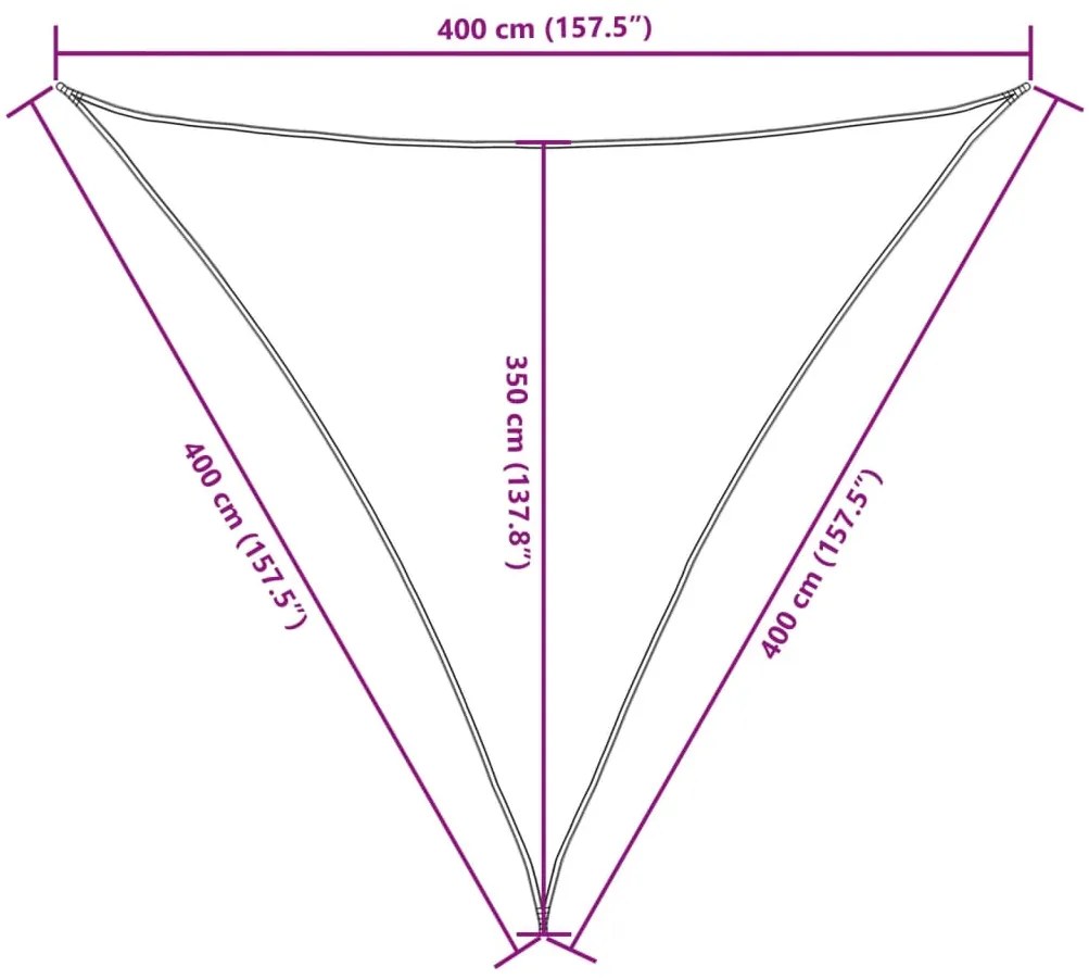 Para-sol estilo vela tecido oxford triangular 4x4x4 m creme
