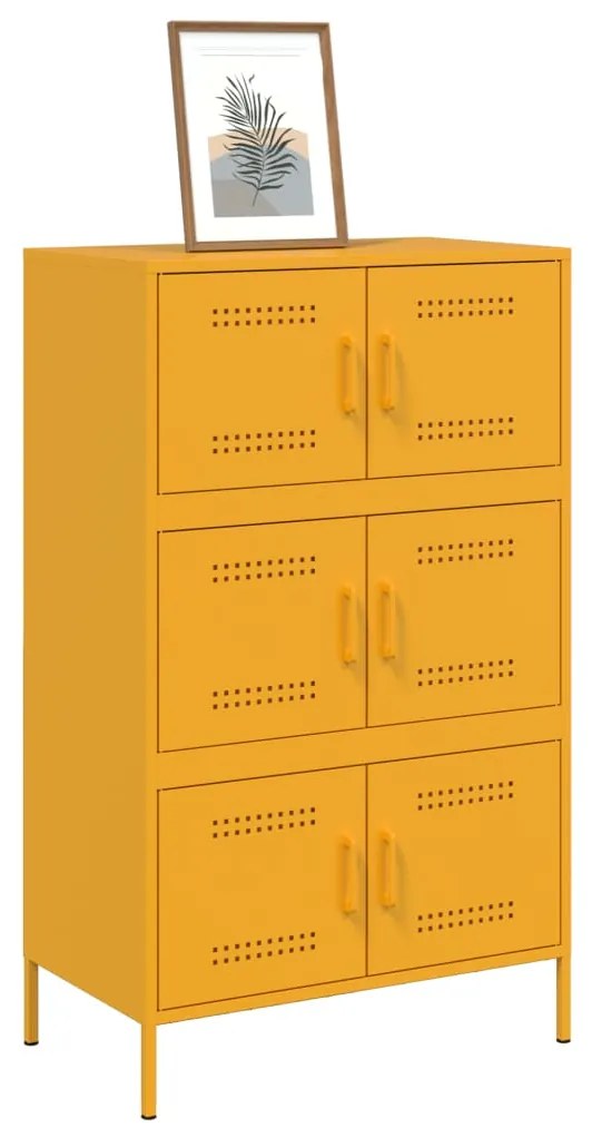 Aparador alto 68x39x113 cm aço amarelo mostarda