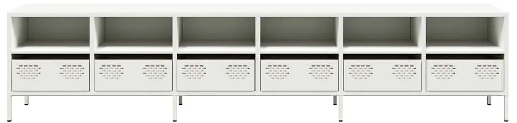 Móvel de TV 202x39x43,5 cm aço laminado a frio branco