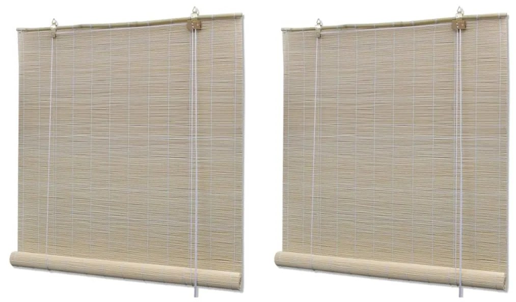 vidaXL Estores de rolo em bambu natural 2 pcs 120x160 cm
