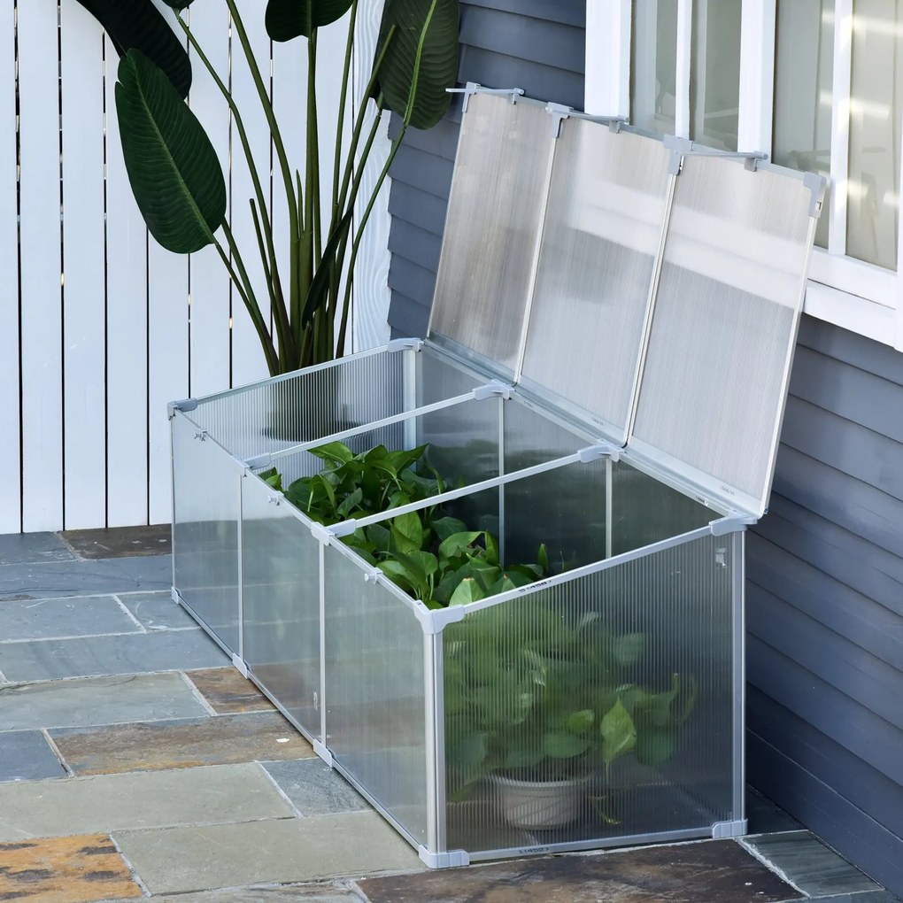 Estufa de Jardim Alumínio Policarbonato Transparente Viveiro Caseiro para Plantas Culturas Proteção UV e Resistente 180x51x51cm