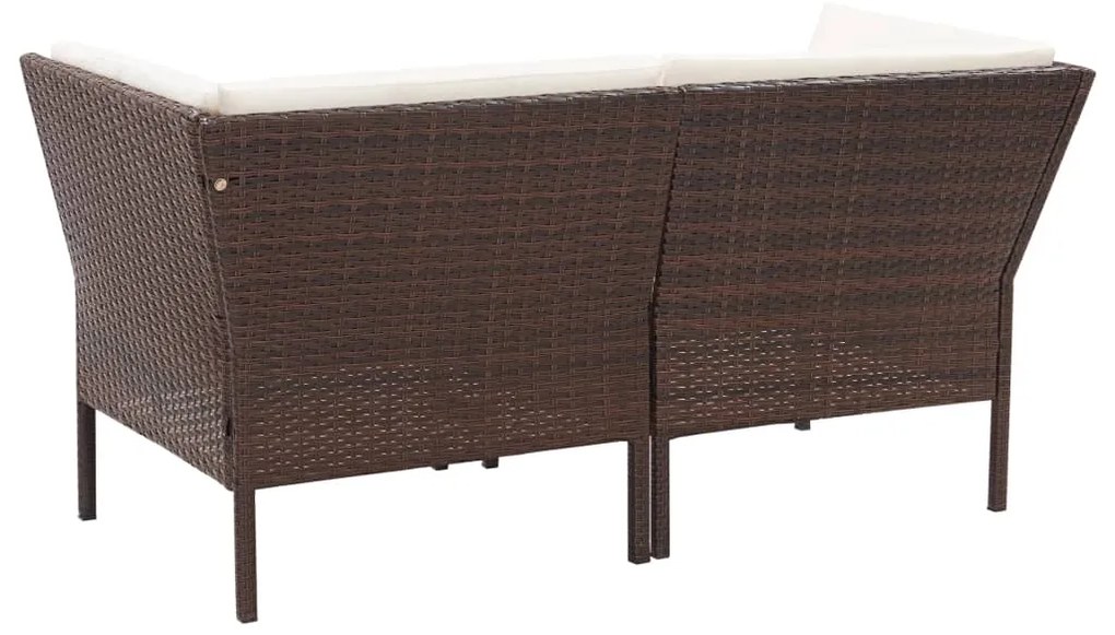 8 pcs conjunto lounge jardim c/ almofadões vime PE castanho