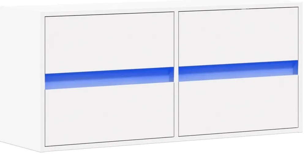 Móvel de parede para TV com luzes LED 100x31x45 cm branco