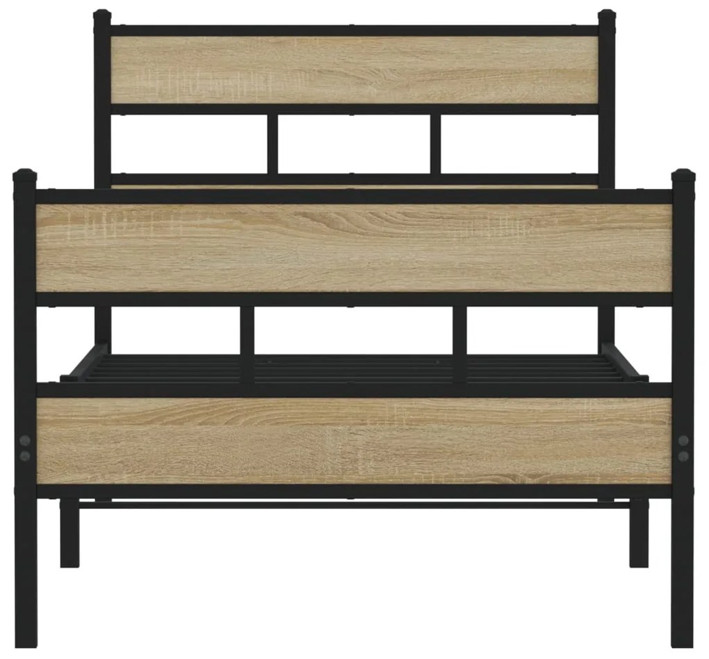 Estrutura de cama sem colchão 100x200 cm metal carvalho sonoma