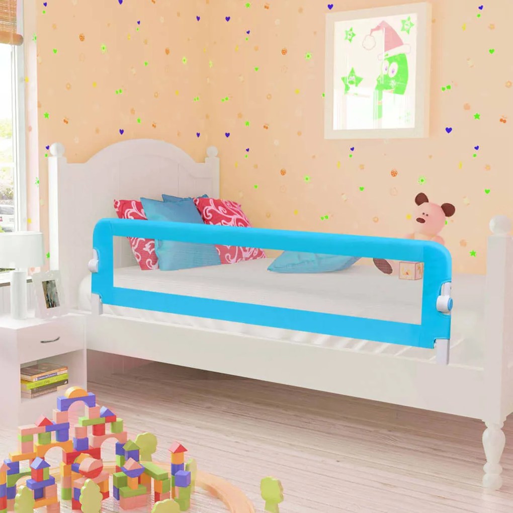 10172 vidaXL Barra de segurança p/ cama infantil 120x42cm poliéster azul