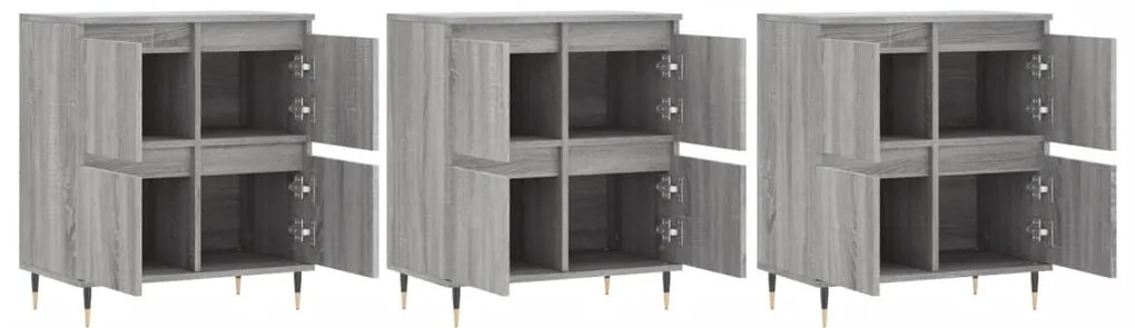 Aparadores 3 pcs madeira processada cinzento sonoma