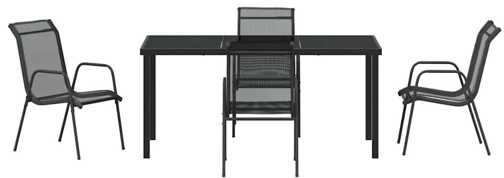 Conjunto de Jantar para Jardim com 5 Peças - Textileno Preto e Aço