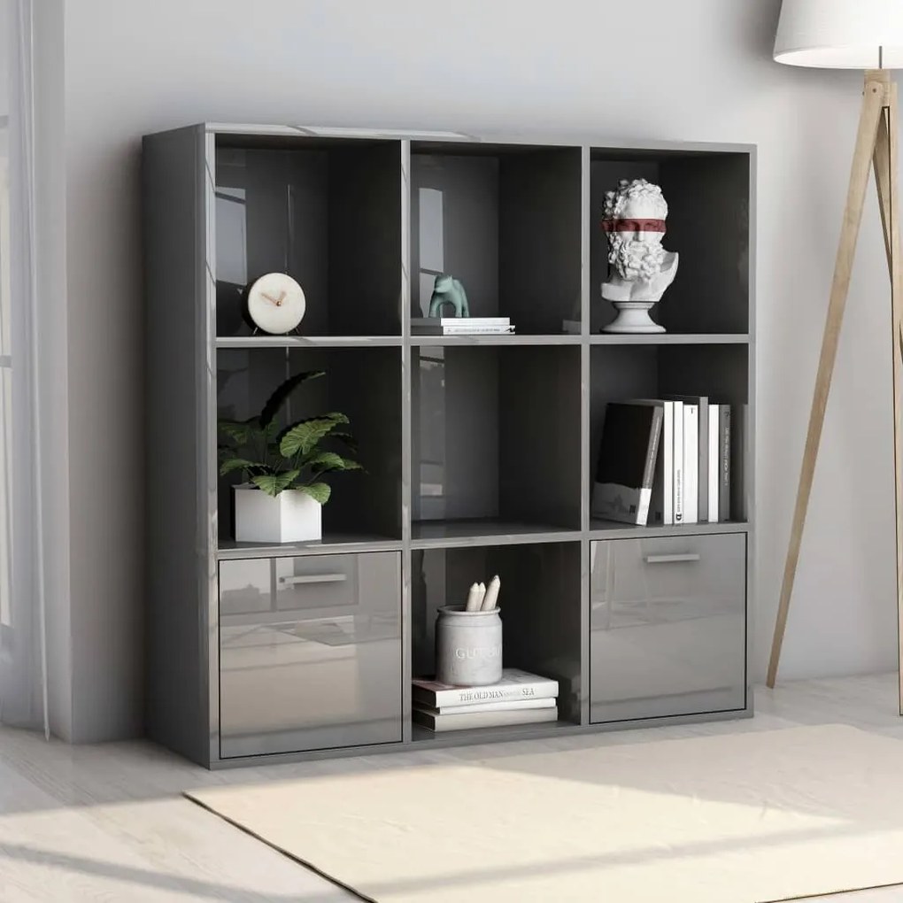 vidaXL Estante 98x30x98 cm derivados de madeira cinzento brilhante