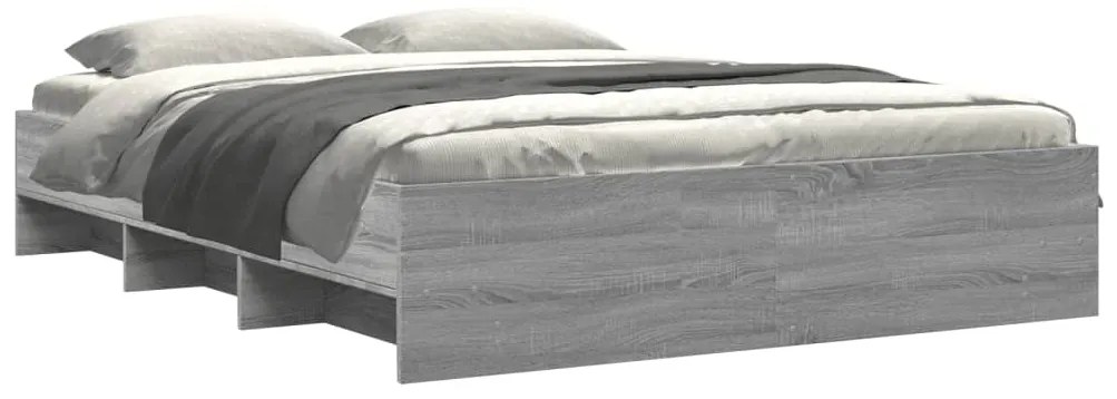 Estrutura de cama 150x200 cm derivados de madeira cinza sonoma
