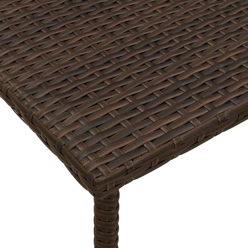 Mesa de centro de jardim retangular 80x40x37cm vime PE castanho