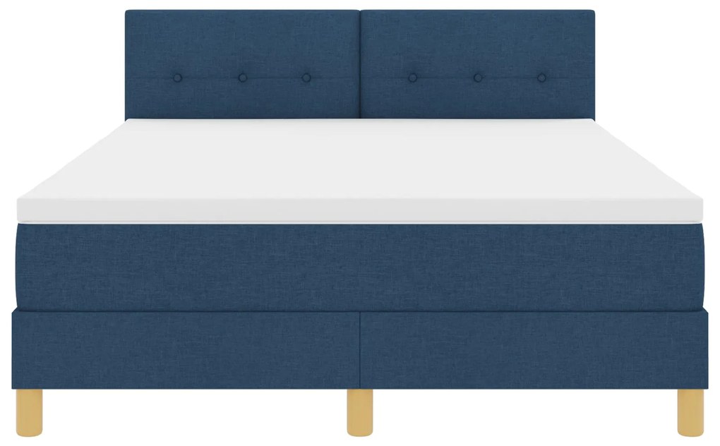 Cama Box Spring com Colchão Azul 140x200 cm Tecido