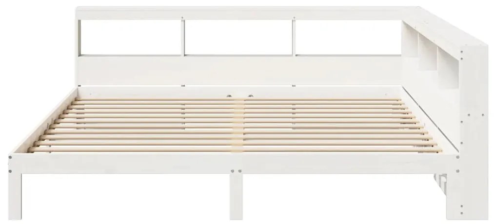 Cama com estante sem colchão 180x200 cm pinho maciço branco