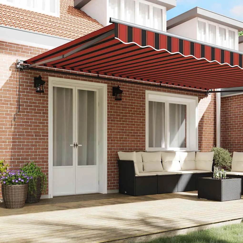 Toldo Retrátil Manual Laranja e Marrom 500x300 cm