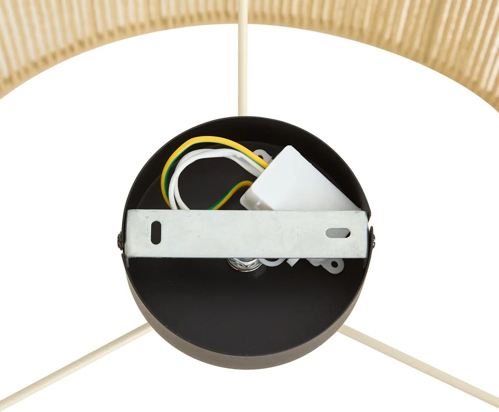 Plafon Preto com Abajur de Papel Bege 50/50/25 - Combi