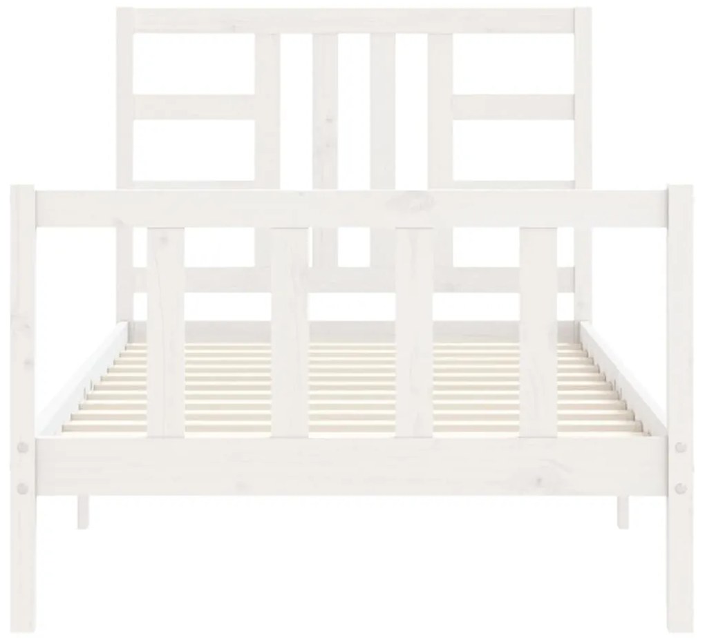 Estrutura de cama com cabeceira 90x190 cm madeira maciça branco