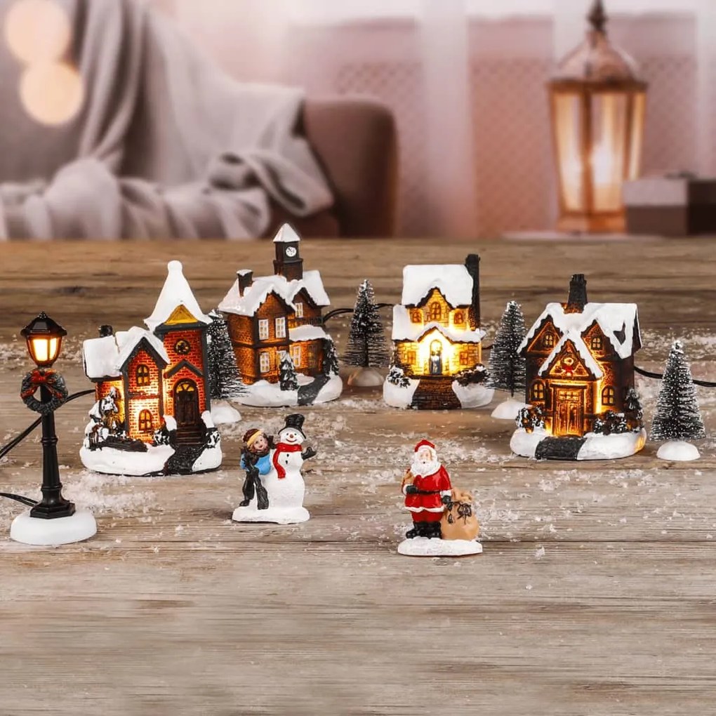 438346 HI Peças decorativas vila de natal com luzes LED