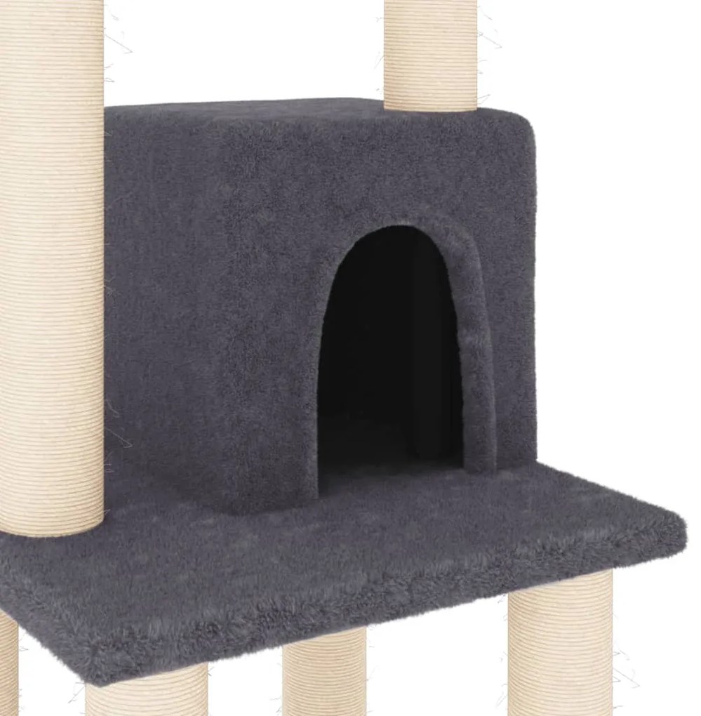 Árvore p/ gatos c/ postes arranhadores sisal 105cm cinza-escuro