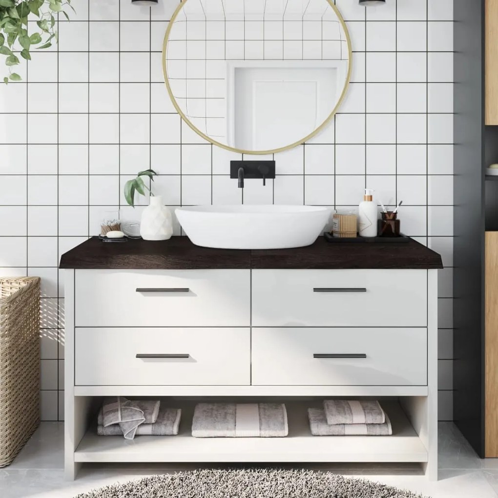 vidaXL Bancada p/ WC 140x60x(2-6)cm madeira tratada maciça castanho