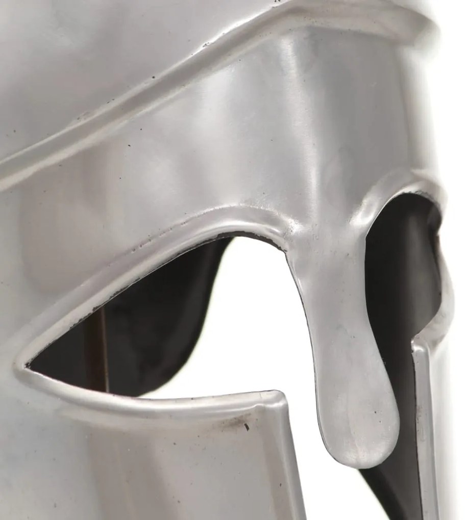 Capacete de soldado grego réplica LARP aço prateado