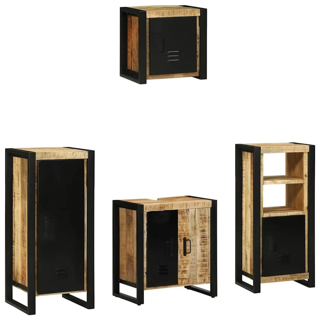 Conjunto de Móveis para Banheiro 4 pcs Madeira de manga maciça