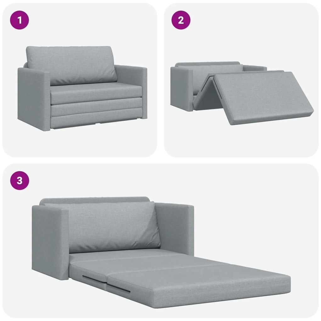 Sofá Cama de Chão 2-em-1 Cinza Claro 124x71x78 cm Tecido