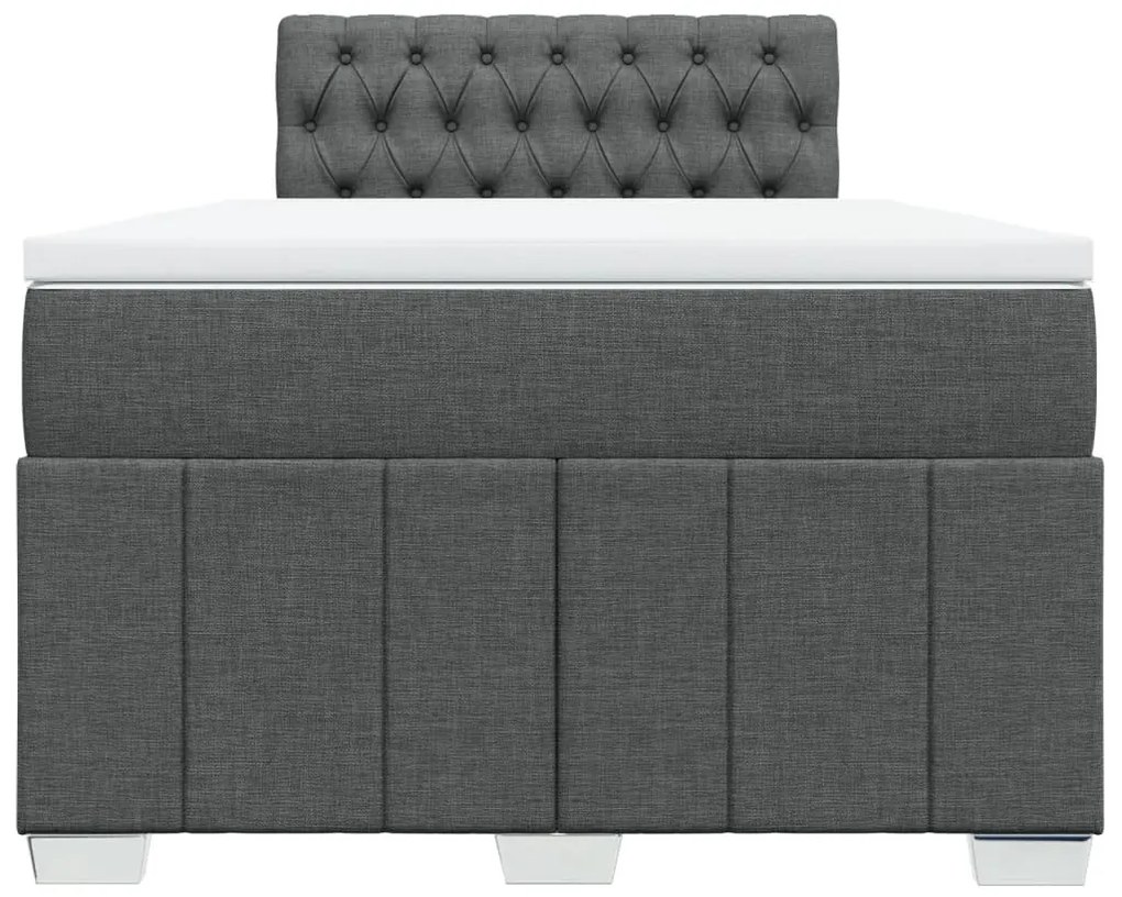 Cama boxspring com colchão 120x190 cm tecido cinzento-escuro